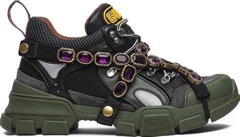 gucci flashtrek green crystals|gucci green crystal spikes.